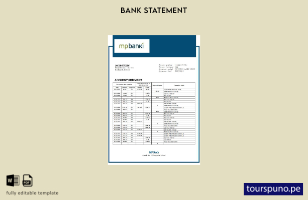 listo para imprimir plantilla de word   extracto bancario del MP de Islandia